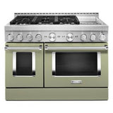 Kitchen Aid - 48'' Gas Commercial Style Range W/Griddle - Avocado Cream