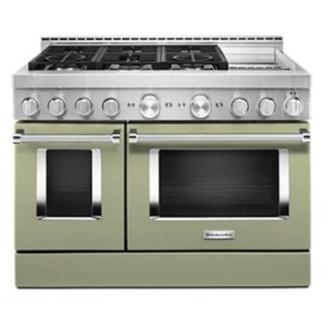 Kitchen Aid - 48'' Gas Commercial Style Range W/Griddle - Avocado Cream