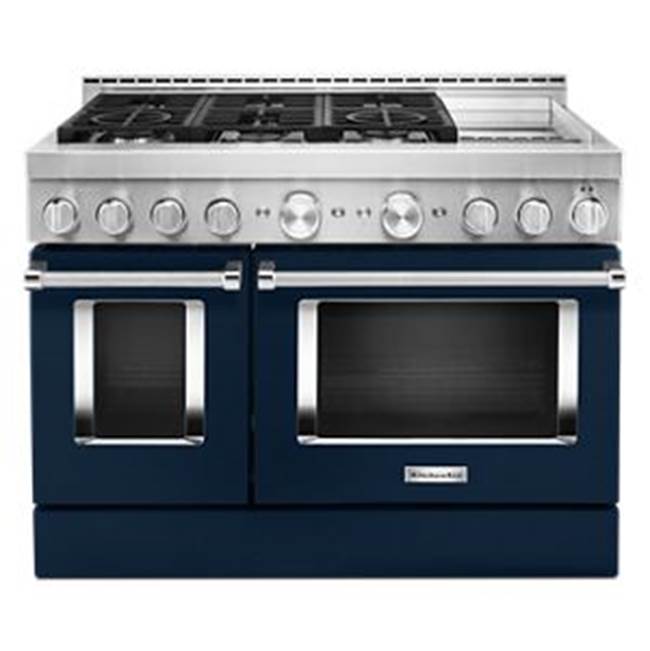 Kitchen Aid - 48'' Gas Commercial Style Range W/Griddle - Ink Blue