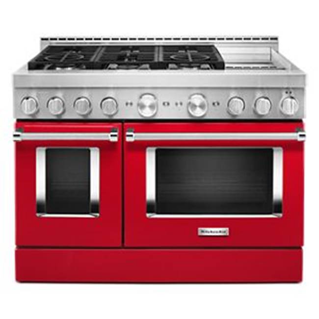 Kitchen Aid - 48'' Gas Commercial Style Range W/Griddle - Passion Red