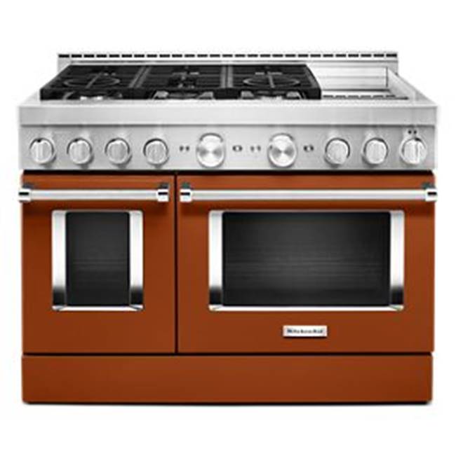 Kitchen Aid - 48'' Gas Commercial Style Range W/Griddle - Scorched Orange