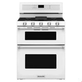 Kitchen Aid - 30 in. Self-Cleaning Convection Freestanding Gas Double Oven Range - White