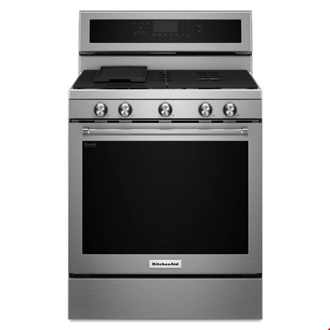 Kitchen Aid - 30 in. Convertible Freestanding Gas Range - Stainless Steel