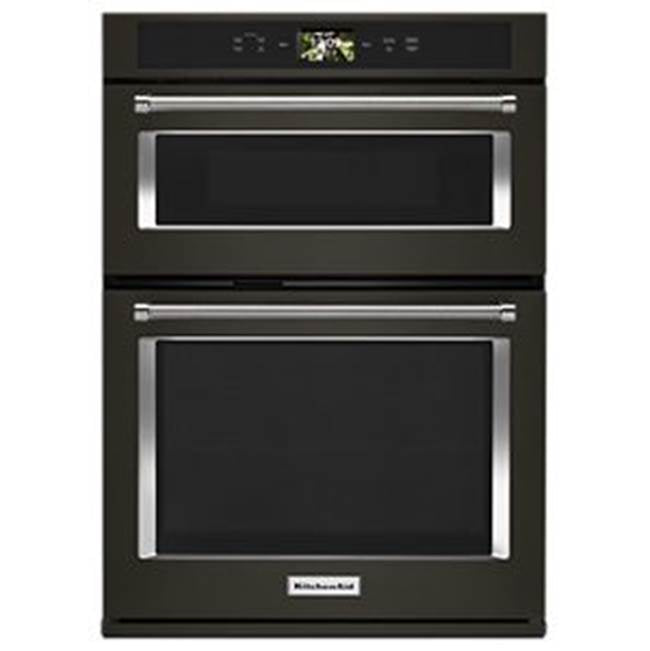 Kitchen Aid - 30'' Connected Combo Wall Oven, Wifi, Touch Lcd, Powered Accessories, 1.4 Cu. Ft Upper Microwave, 5.0 Cu. Ft Lower True Convection Oven - Black Stainless