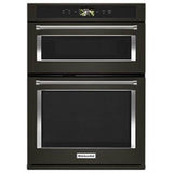 Kitchen Aid - 30'' Connected Combo Wall Oven, Wifi, Touch Lcd, Powered Accessories, 1.4 Cu. Ft Upper Microwave, 5.0 Cu. Ft Lower True Convection Oven - Black Stainless
