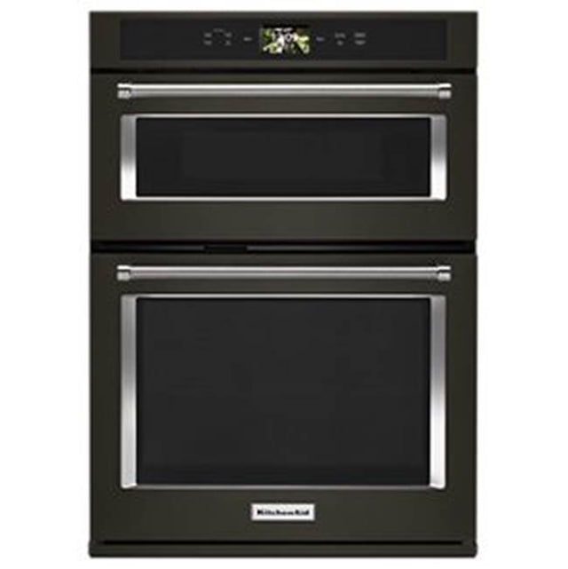 Kitchen Aid - 30'' Connected Combo Wall Oven, Wifi, Touch Lcd, Powered Accessories, 1.4 Cu. Ft Upper Microwave, 5.0 Cu. Ft Lower True Convection Oven - Black Stainless