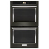 Kitchen Aid - 30'' Connected Double Wall Oven, Wifi, Touch Lcd, Powered Accessories, Upper And Lower True Convection, 10 Cu. Ft, Soft Close Doors - Black Stainless