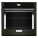 Kitchen Aid - 30'' Connected Single Wall Oven, Wifi, Touch Lcd, Powered Accessories, True Convection, 5.0 Cu. Ft, Soft Close Doors - Black Stainless