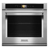 Kitchen Aid - 30'' Connected Single Wall Oven, Wifi, Touch Lcd, Powered Accessories, True Convection, 5.0 Cu. Ft, Soft Close Doors - Stainless Steel