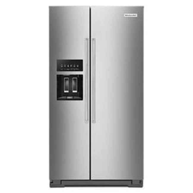 Kitchen Aid - Kitchenaid 20 Cu Ft Counter Depth Sxs Refrigerator, Exterior Ice And Water Dispenser - Stainless Steel
