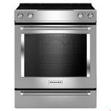 Kitchen Aid - 30 in. Self-Cleaning Convection Ceramic Glass Cooktop Slide-In Elec Range - Stainless Steel