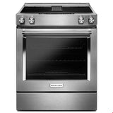 Kitchen Aid - 30 in. Self-Cleaning Convection Ceramic Glass Downdraft Slide-In Elec Range - Stainless Steel
