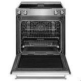 30 in. Self-Cleaning Convection Ceramic Glass Downdraft Slide-In Elec Range