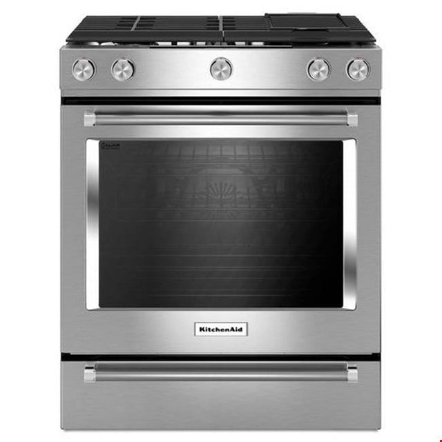 Kitchen Aid - 30 in. Self-Cleaning Convection Slide-In Gas Range - Stainless Steel