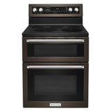 Kitchen Aid - 30 in. Self-Cleaning Convection Freestanding Electric Double Oven Range - Black Stainless