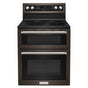 Kitchen Aid - 30 in. Self-Cleaning Convection Freestanding Electric Double Oven Range - Black Stainless