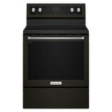 Kitchen Aid - 30 in. Self Cleaning Convertible Ceramic Glass Freestanding Electric Range - Black Stainless