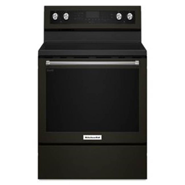 Kitchen Aid - 30 in. Self Cleaning Convertible Ceramic Glass Freestanding Electric Range - Black Stainless