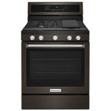 Kitchen Aid - 30 in. Convertible Freestanding Gas Range - Black Stainless