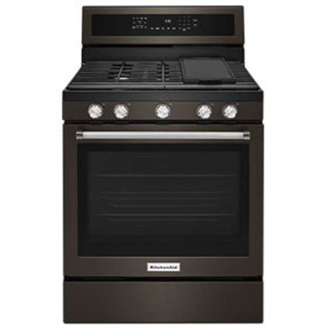 Kitchen Aid - 30 in. Convertible Freestanding Gas Range - Black Stainless