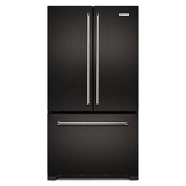 Kitchen Aid - 22 cu.ft. Counter-Depth French Door Bottom-Freezer Refrigerator - Black Stainless
