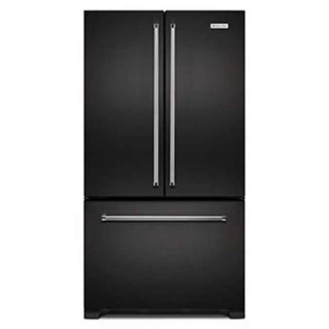 Kitchen Aid - 22 cu.ft. Counter-Depth French Door Bottom-Freezer Refrigerator - Black Stainless