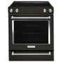 Kitchen Aid - 30 in. Self-Cleaning Ceramic Glass Cooktop Slide-In Electric Range - Black Stainless
