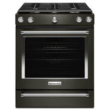 Kitchen Aid - 30 in. Self-Cleaning Convection Slide-In Gas Range - Black Stainless