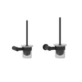 Kartners - PORTO - Wall Mounted Toilet Brush Set with Frosted Glass Bowl-Matte Black - Matte Black