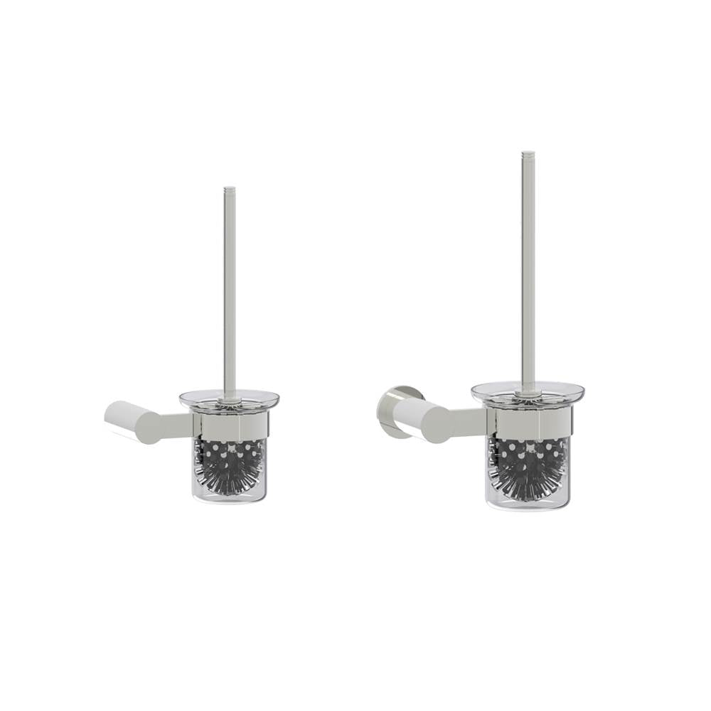Kartners - PORTO - Wall Mounted Toilet Brush Set with Frosted Glass Bowl-Polished Nickel - Polished Nickel