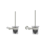 Kartners - PORTO - Wall Mounted Toilet Brush Set with Frosted Glass Bowl-Brushed Nickel - Brushed Nickel