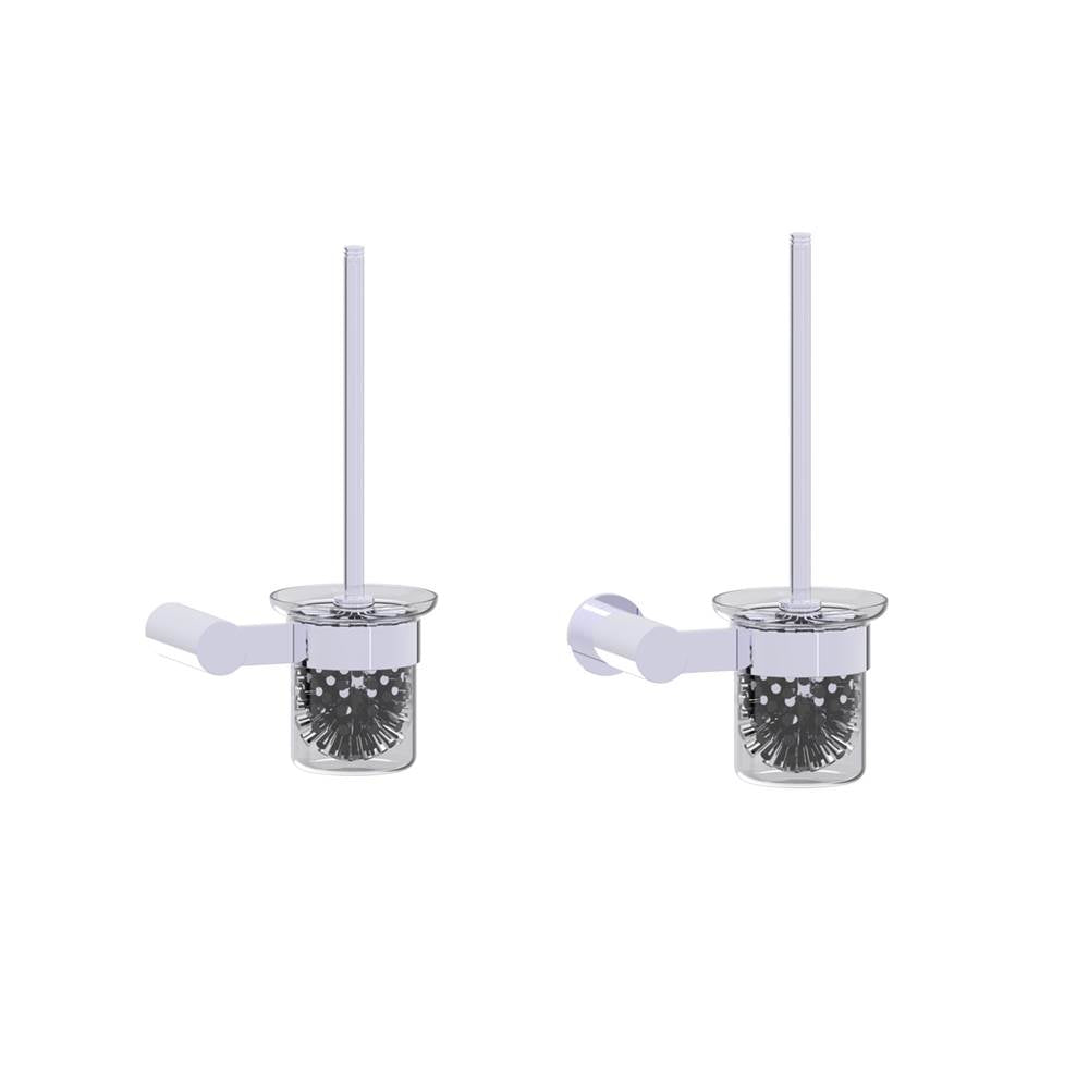 Kartners - PORTO - Wall Mounted Toilet Brush Set with Frosted Glass Bowl-Polished Chrome - Polished Chrome