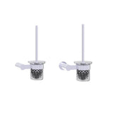 Kartners - PORTO - Wall Mounted Toilet Brush Set with Frosted Glass Bowl-Polished Chrome - Polished Chrome