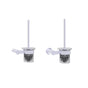 Kartners - PORTO - Wall Mounted Toilet Brush Set with Frosted Glass Bowl-Polished Chrome - Polished Chrome