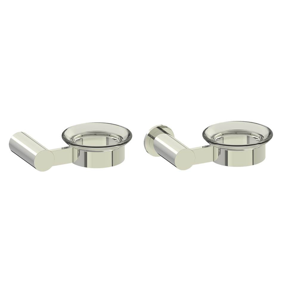 Kartners - PORTO - Wall Mounted Soap Dish with Chrome Glass-Polished Nickel - Polished Nickel