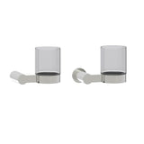 Kartners - PORTO - Wall Mounted Bathroom Tumbler Cup & Toothbrush Holder with Chrome Glass-Brushed Nickel - Brushed Nickel