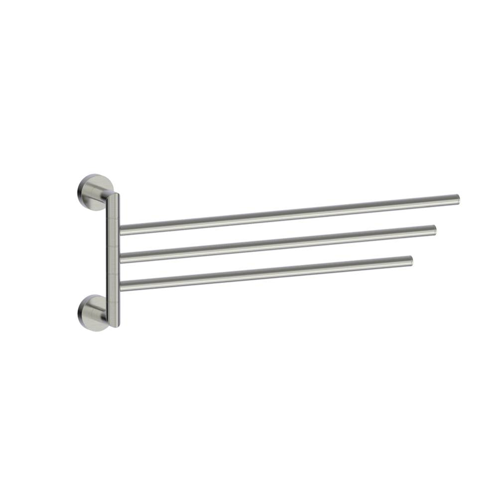 Kartners - OSLO - 18-inch Triple Bathroom Towel Bar- Swivel-Brushed Nickel - Brushed Nickel