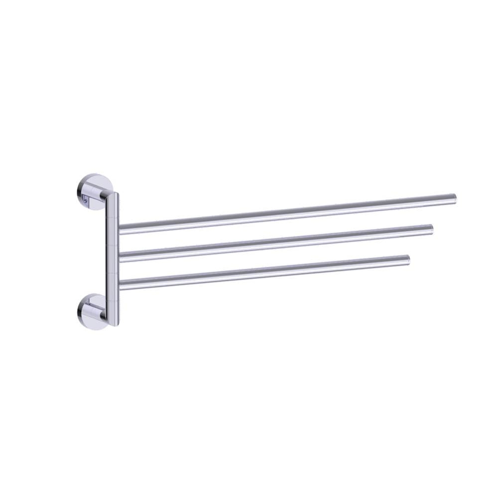 Kartners - OSLO - 18-inch Triple Bathroom Towel Bar- Swivel-Polished Chrome - Polished Chrome