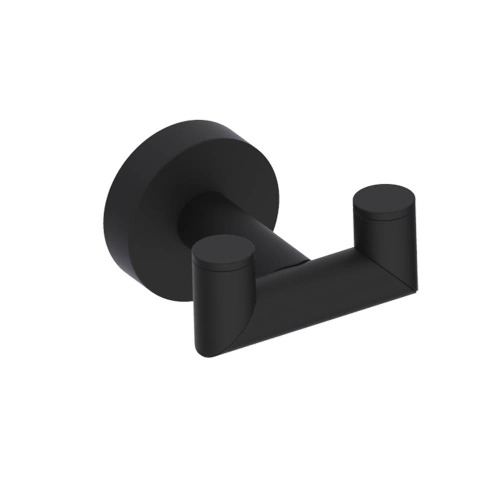 Kartners - OSLO - Double Prong Robe Hook-Matte Black - Matte Black