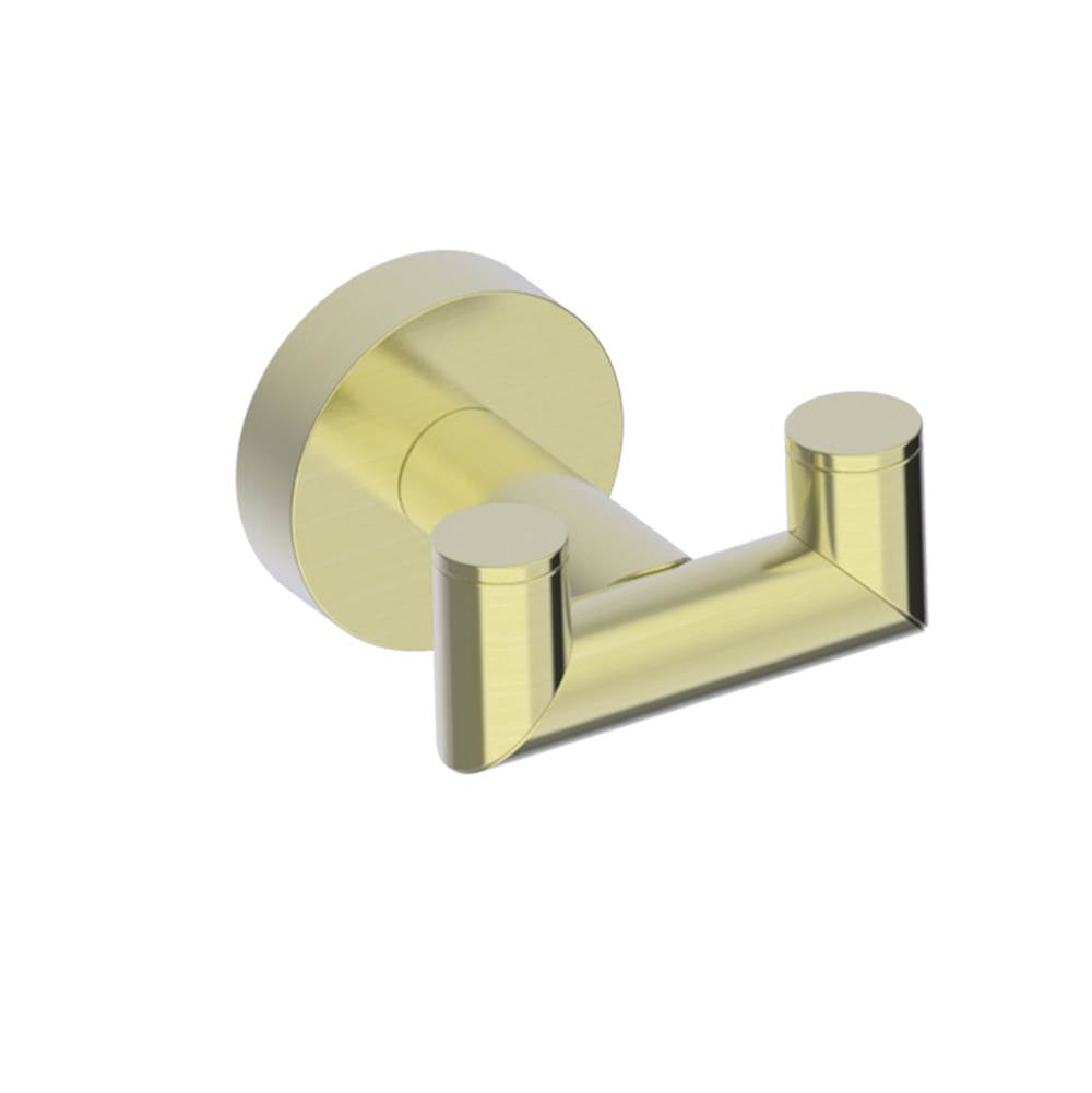 Kartners - OSLO - Double Prong Robe Hook-Brushed Brass - Brushed Brass