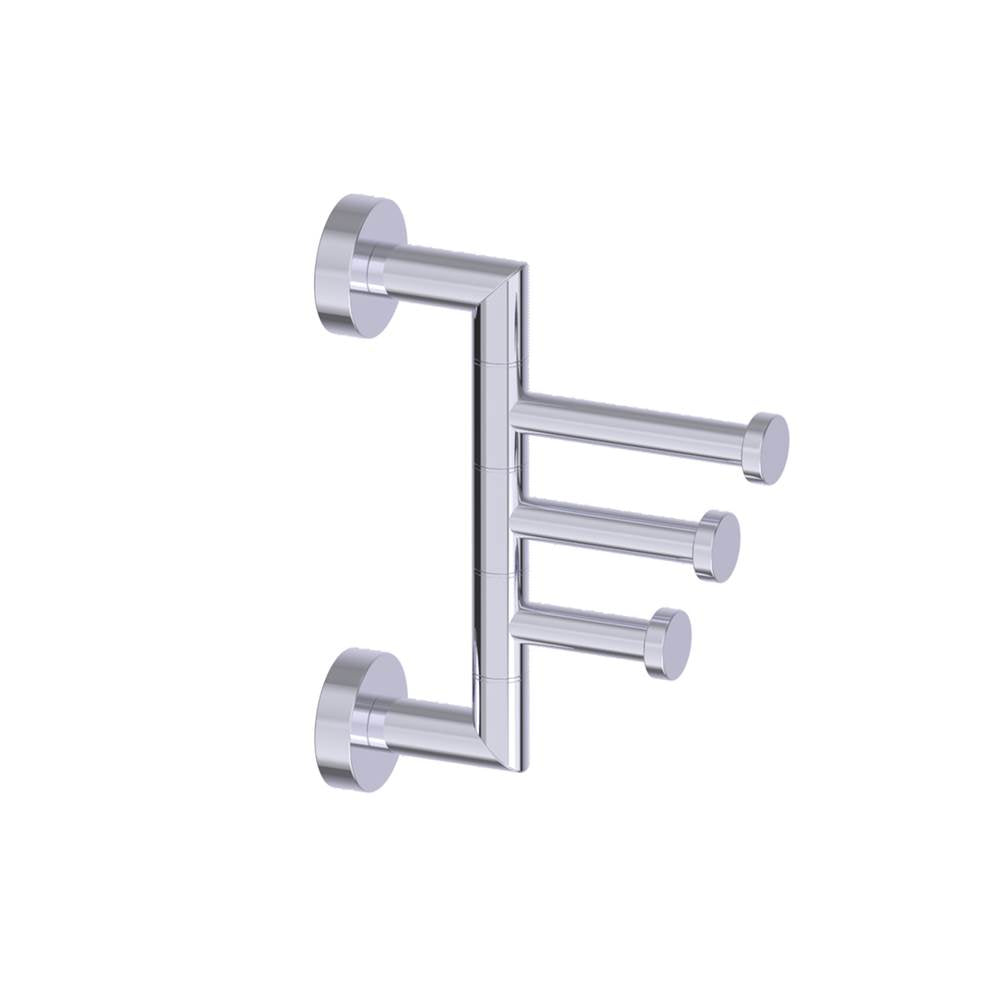 Kartners - OSLO - Swivel Triple Prong Robe Hook -Polished Chrome - Polished Chrome