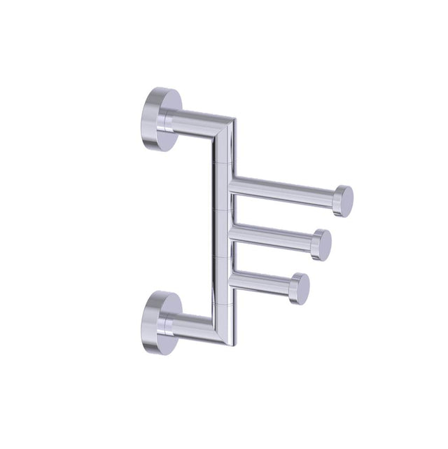 Kartners - OSLO - Swivel Triple Prong Robe Hook -Polished Chrome - Polished Chrome