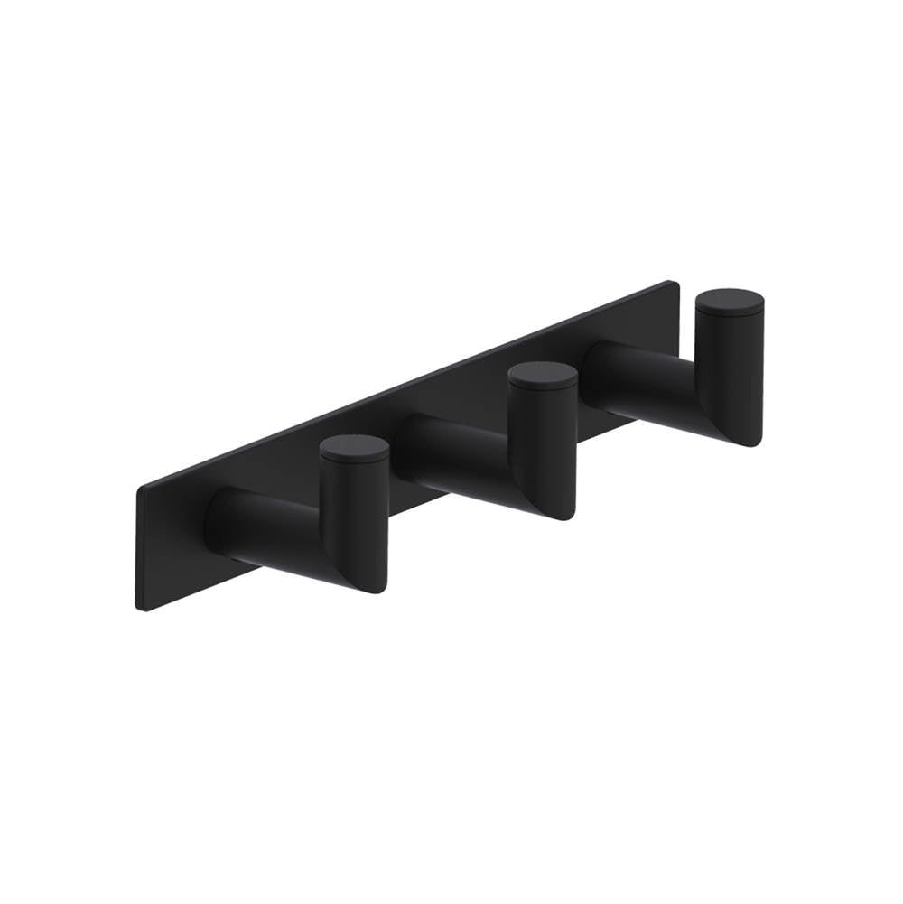 Kartners - OSLO - Triple Prong Robe Hook - Deep-Matte Black - Matte Black