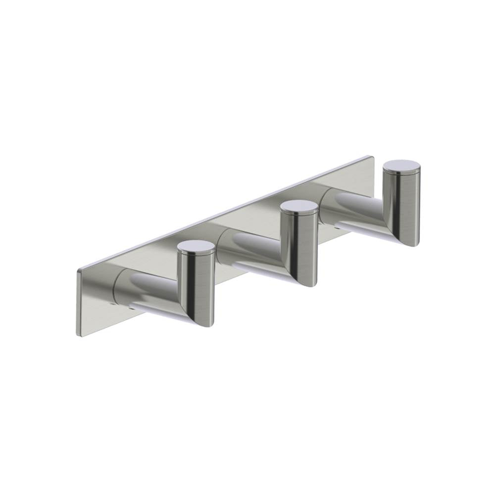 Kartners - OSLO - Triple Prong Robe Hook - Deep-Brushed Nickel - Brushed Nickel