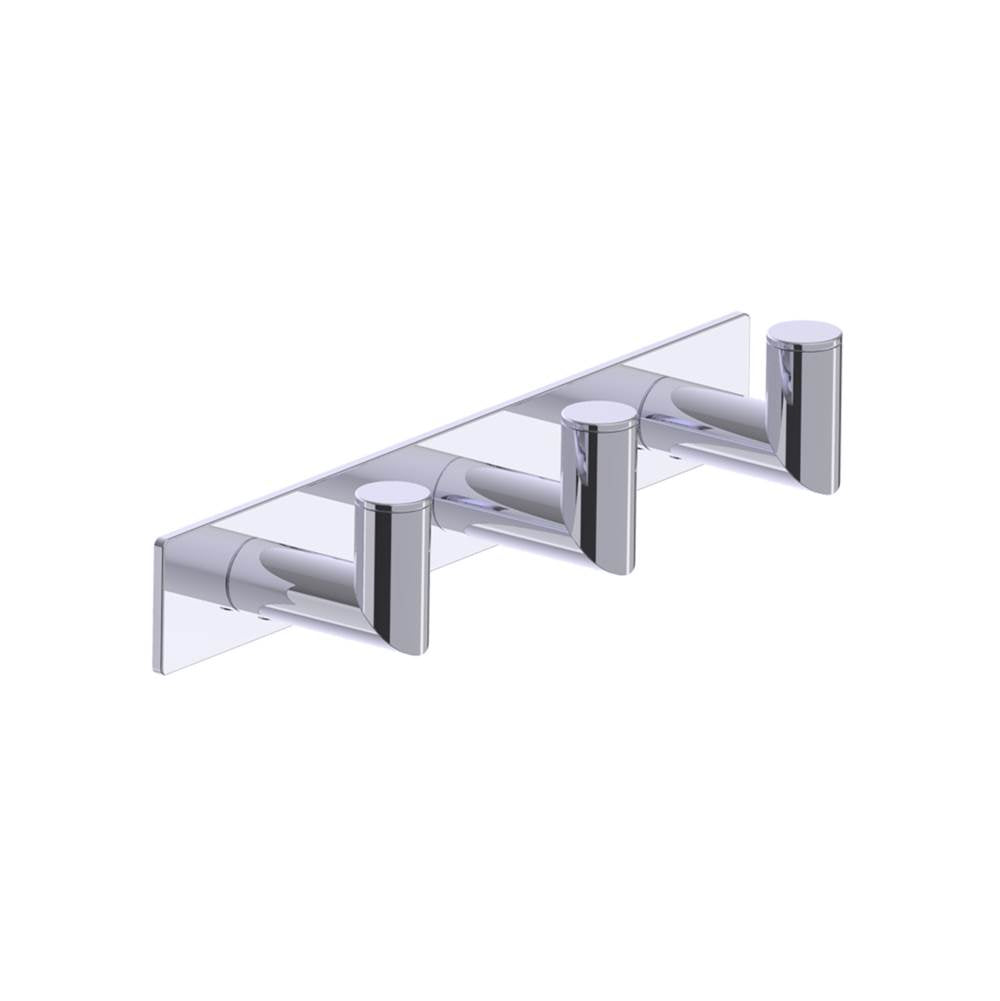 Kartners - OSLO - Triple Prong Robe Hook - Deep-Polished Chrome - Polished Chrome