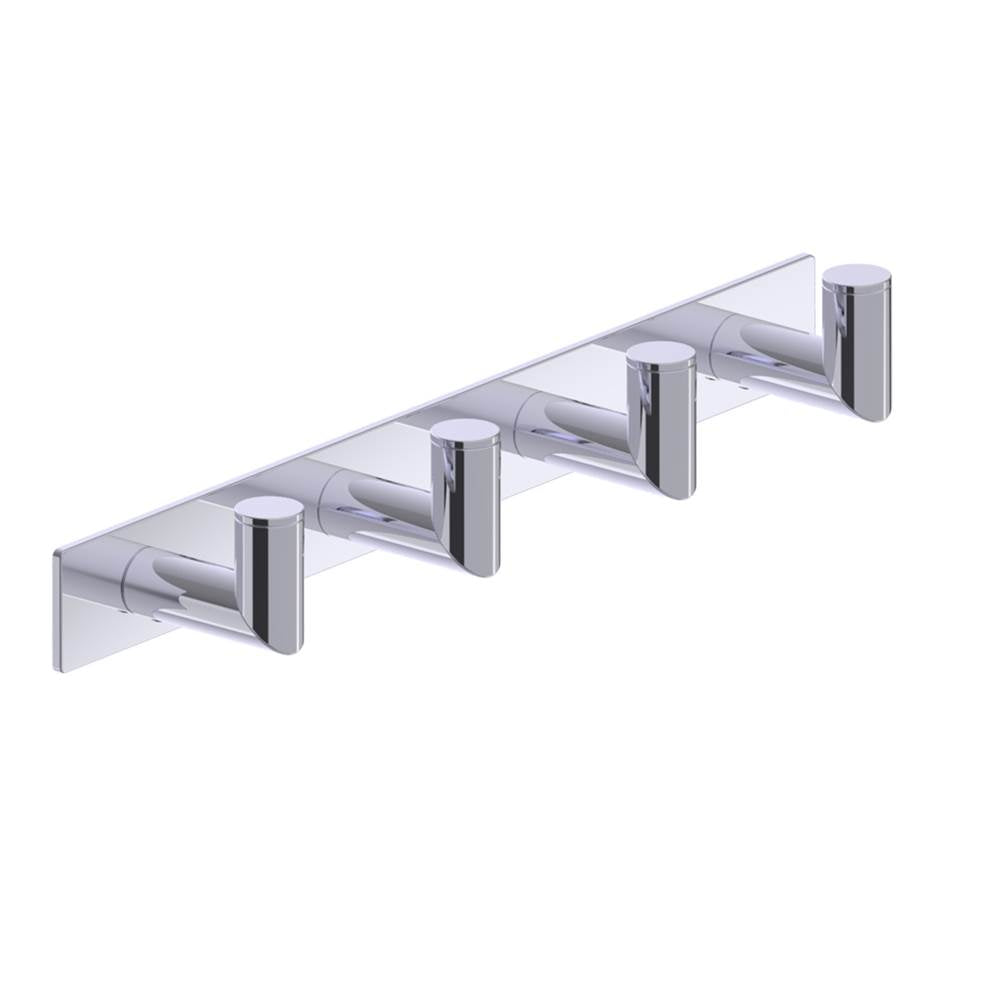 Kartners - OSLO - Quadruple Prong Robe Hook - Deep-Polished Chrome - Polished Chrome