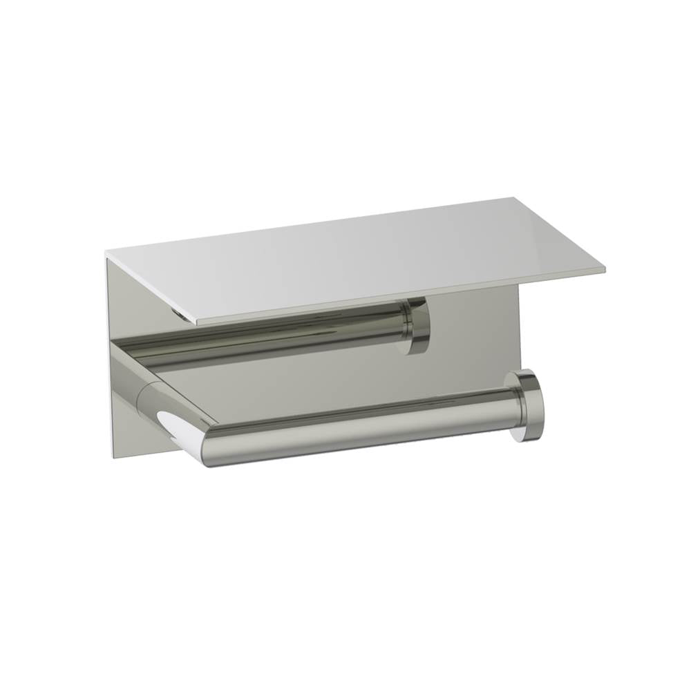 Kartners - OSLO - Single Toilet Paper Holder with Shelf-Polished Nickel - Polished Nickel