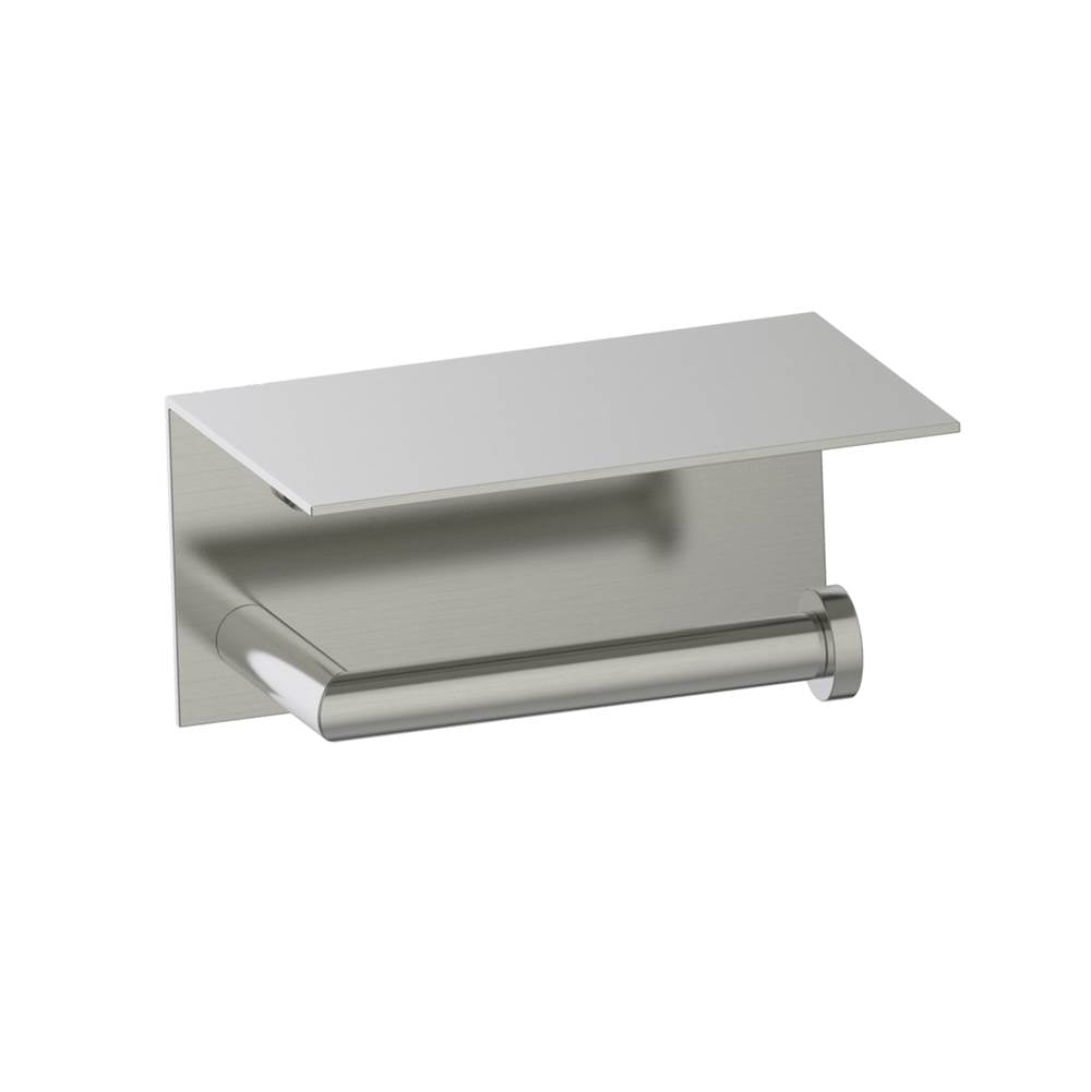 Kartners - OSLO - Single Toilet Paper Holder with Shelf-Brushed Nickel - Brushed Nickel