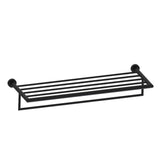 Kartners - OSLO - 24-inch Towel Shelf with Bathroom Towel Bar-Matte Black - Matte Black