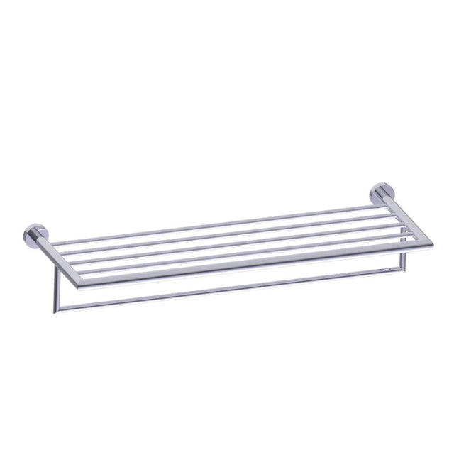 Kartners - OSLO - 24-inch Towel Shelf with Bathroom Towel Bar-Polished Chrome - Polished Chrome